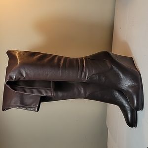 Via Spiga Brown Leather Wedge Heels